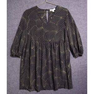 Amour Vert Phair Silk Babydoll Dress Women Medium Charcoal Ripple NEW NWT Mini